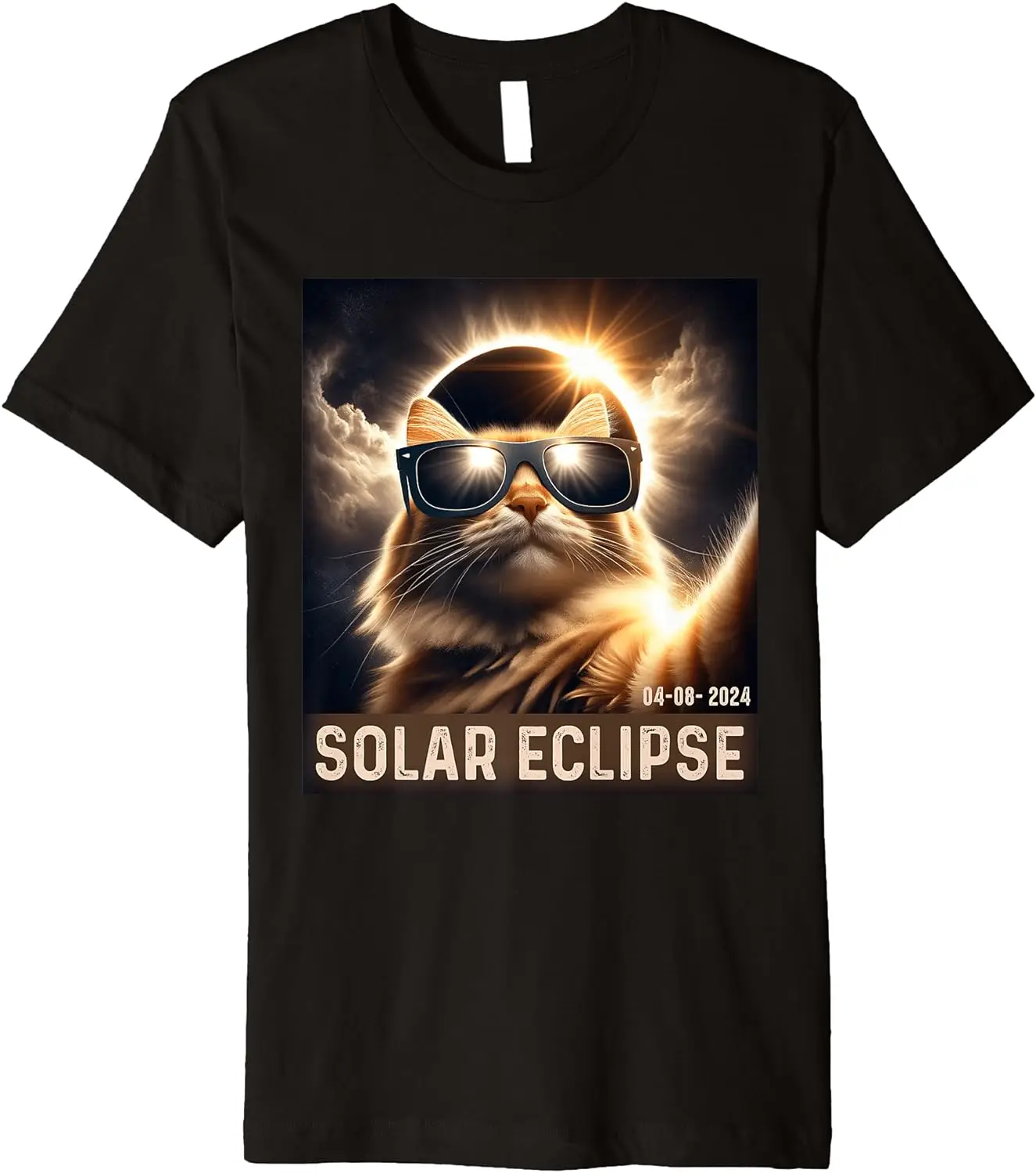 Cat Taking A Selfie With Solar 2024 Eclipse Wearing Glasses Premium T-Shirt