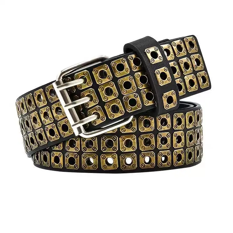 1pcs American trend punk style personality belt women's belt fashion pin buckle belt women's PU belt with riveted pin buckle