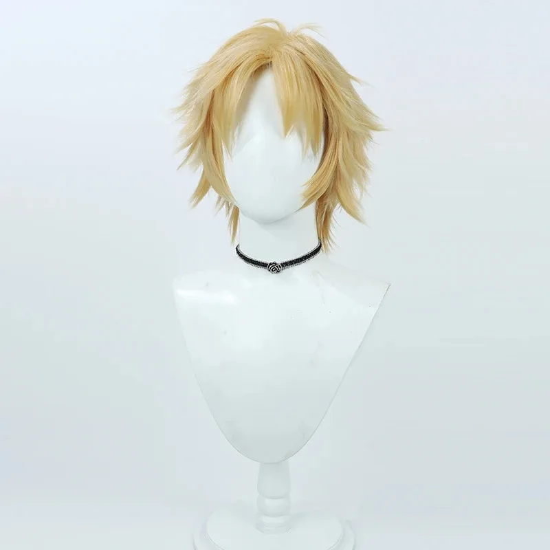 2025 Yiyi Final Fantasy Ⅹ FF7 Tidus Wig Cosplay Rambut Sintetis Pendek Pirang Kuning Tahan Panas untuk Pesta Halloween Karnaval Peran