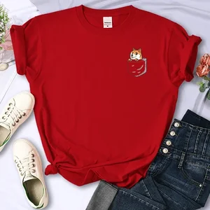 Kurzfrau t -Shirt für Frauen mit Hals, Hip -Hop -Frauenkleidung, Persönlichkeitspops, Brustpocket -Marke, Inum, Fashion Street 5 Hauptverkäufe Shiba Shiba Inu - №6