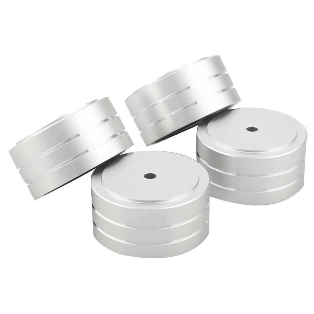 SMIEA 4 Pezzi 40X20mm Alluminio HIFI AMP Altoparlante Isolamento Supporto Giradischi DAC Piedini Pad (Argento)