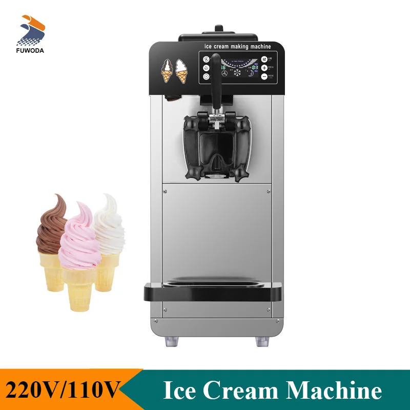 Automatic 110V 220V Ice Cream Making Machine 6L Tank Single Flavor Soft Ice Cream Maker 70 PCS/H Commercial Use