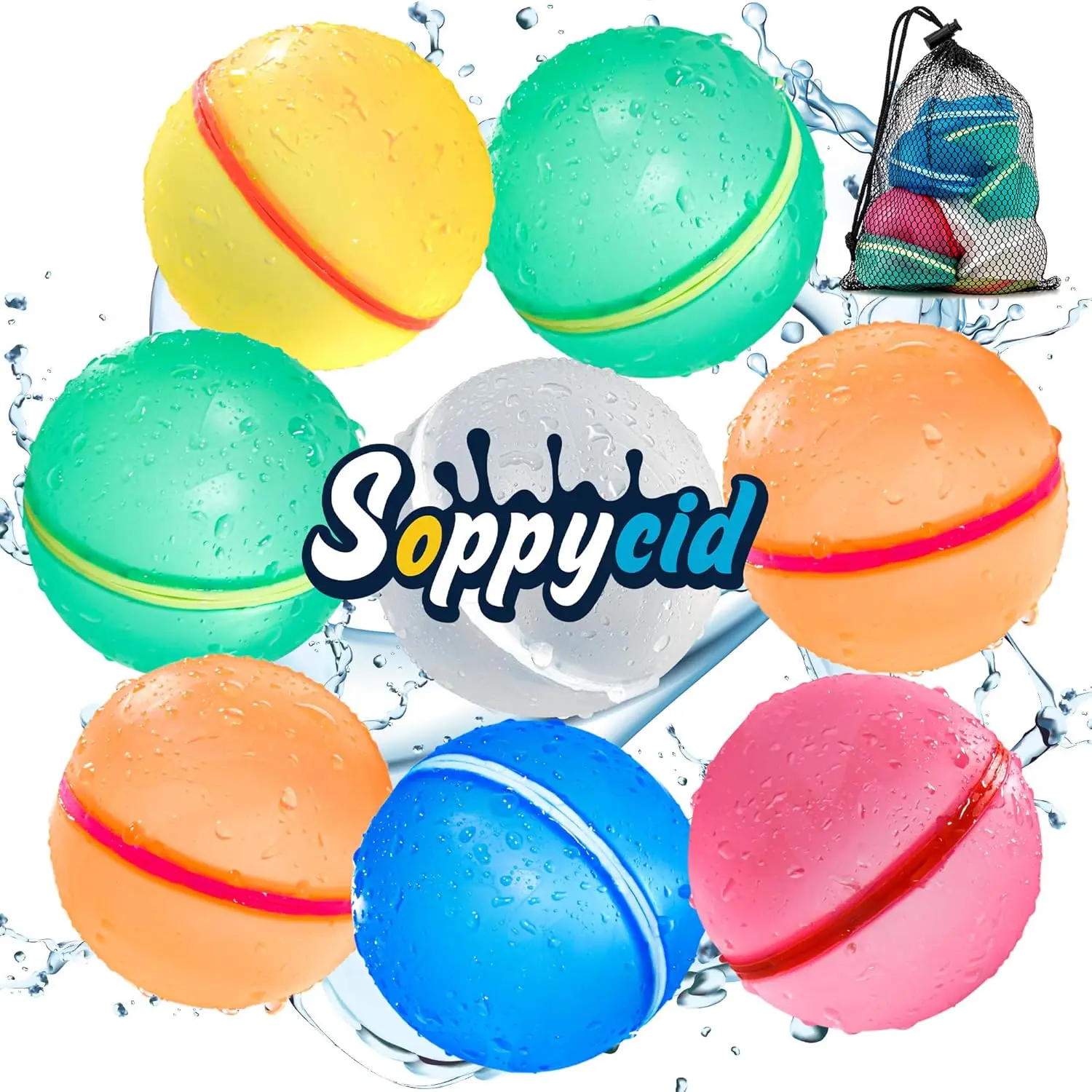 

8PCS Reusable Water Balloons Refillable Water Bomb, Pool Toys for Boys Girls Adults, Outdoor Toys Family Water Ballon