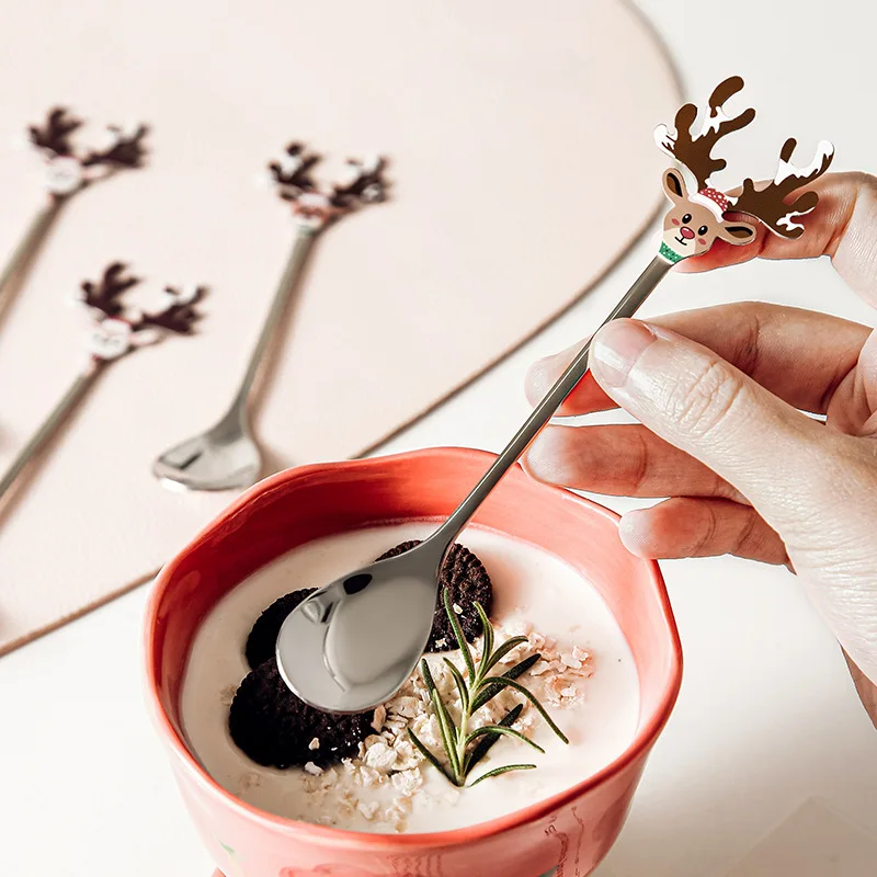 

Christmas Style Soup Spoon Honey Stir Milk Coffee Shop Set Up A Small Spoon Kitchen Accessories
