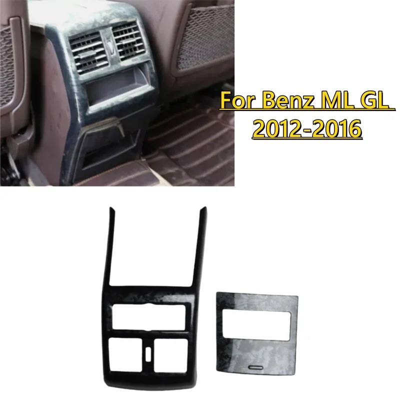 2x Black Peach Wood Rear AC Air Outlet Vent Cover Trim For Benz ML GL 2012-2016