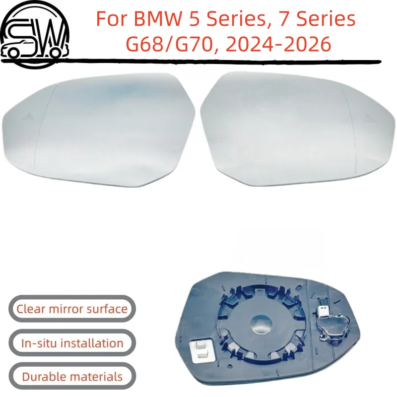 For BMW 5 Series, 7 Series G68/G70, 2024-2026 model rearview mirror lenses with blind spot detection.