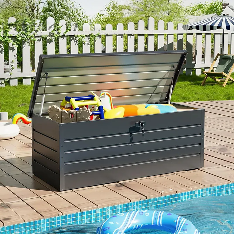 Waterproof Sunscreen Large Capacity Iron Outdoor Storage Cabinet Functional Storage Box for Home Outdoor Garden Tools&Sundries