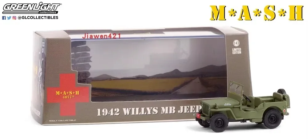 1:43 1942 Willys MB Jeep - MASH Diecast Metal Alloy Model Car Toys For Gift Collection