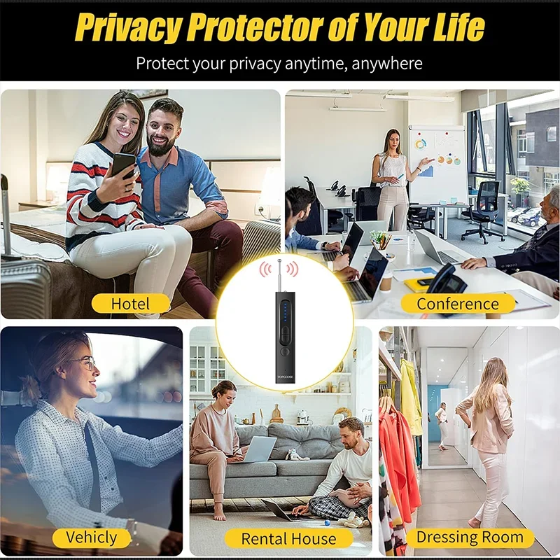 Hidden Camera Detector Anti-Spy Car GPS Tracker Listening Device Bug RF Wireless All Signal Scanner Gadget Security Protection