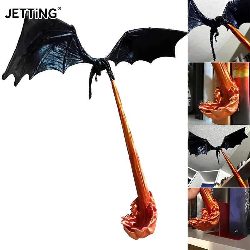 Dragon Flame Book Nook Sculpture Fire Breathing Dragon Gothic Ornament Halloween Birthday Present Bookshelf Decoration