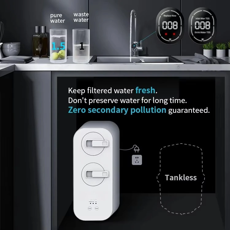 600 GPD Water Filtration System TDS Faucet CE and NSF Cert TDS Monitoring Household Reverse Osmosis