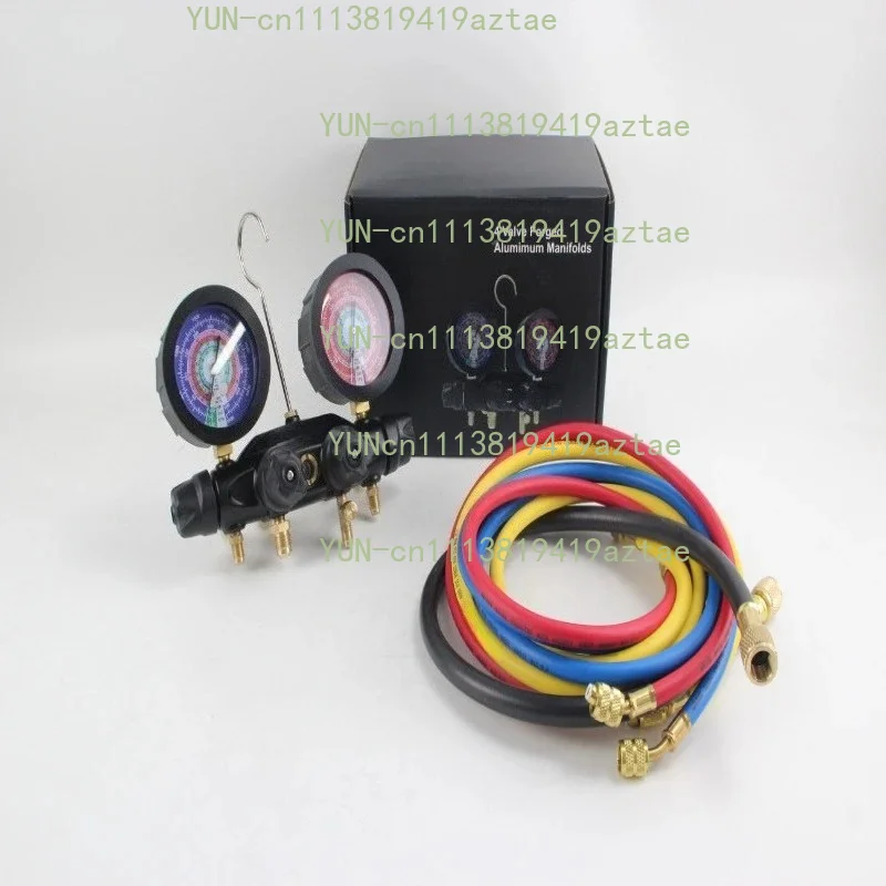 4 Valves Refrigerant Manifold Gauge Set, HVAC Air Conditioning Pressure Gauge Refrigeration System Maintenance Charging Tool