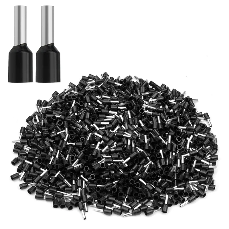

Black Nylon-Insulated Cord End Terminals Wire Ferrules AWG 24 to 1/0 (0.3-50mm²) Copper Crimp Connectors Pins