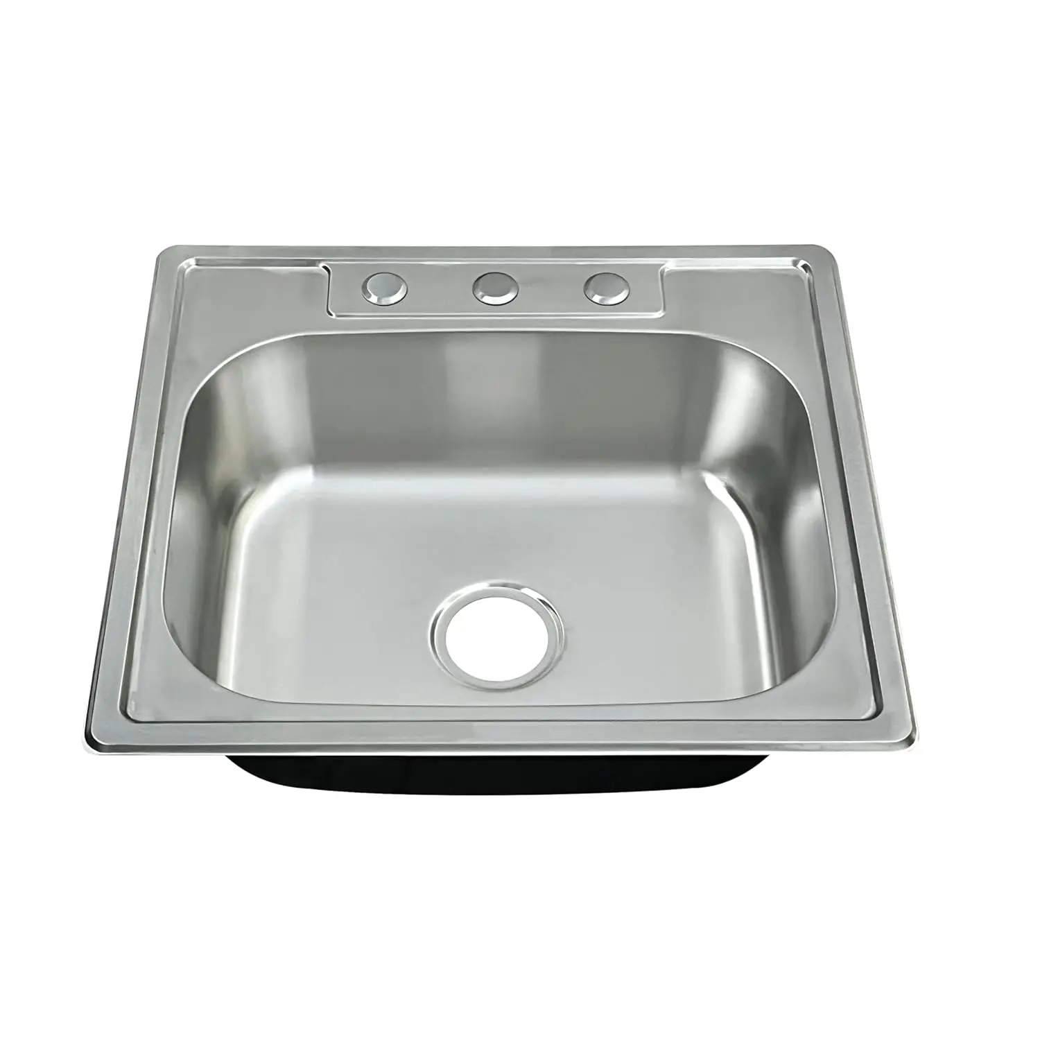 

25x22 Drop In Kitchen Sink 25 Inch Topmount 18 Gauge 304 Stainless Steel Curved Single Bowl Sinks with Three Holes, Customized
