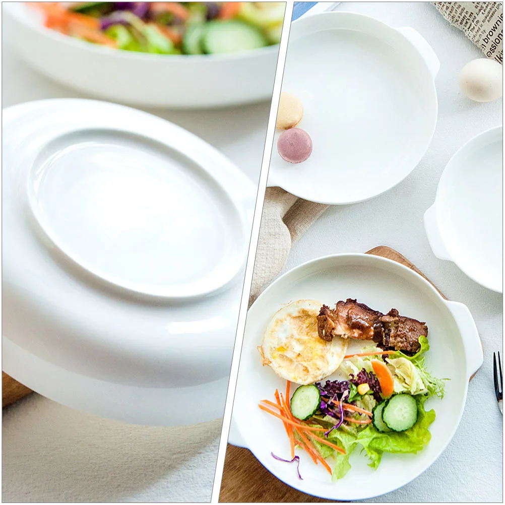 

Oven Safe Ceramic Baking Dish White Roasting Plate Heavy Duty Temperature Resistant Serving Board for Chicken Bread Cheese