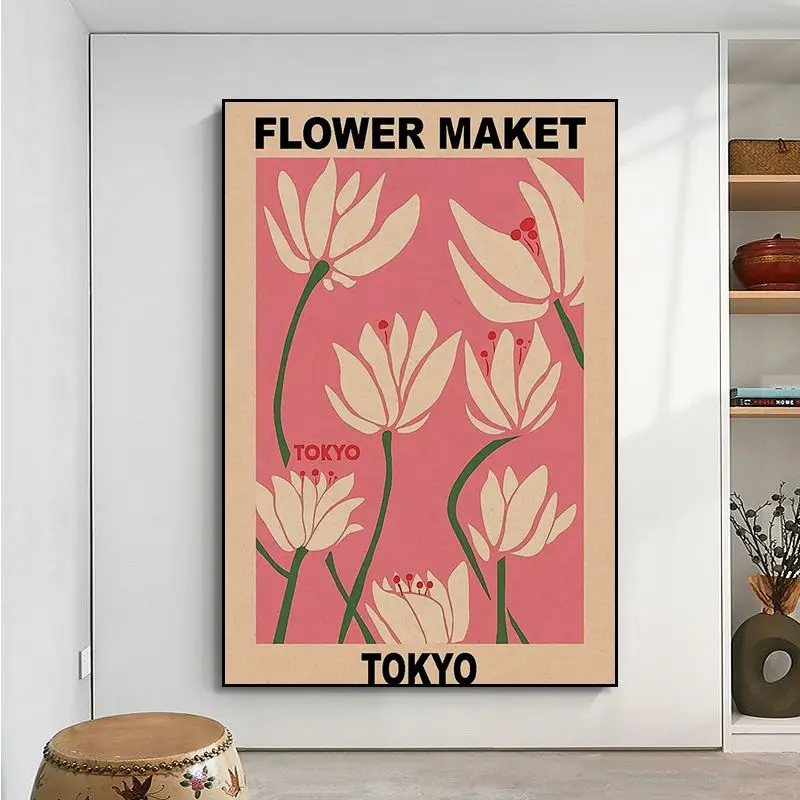 Flower Market Classic Vintage Posters Kraft Paper Sticker DIY Room Bar Cafe Vintage decorative painting