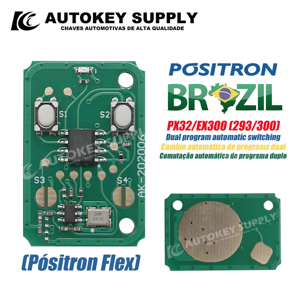 AutokeySupply AKBPCP150AT / AKBPCP125AT (PX42) Alarm System Remote Key - Double Program (293/300) For Brazil Positron Flex
