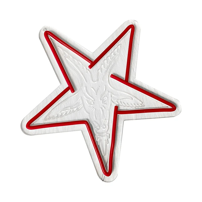 ABBO-Baphomet Gothic Neon Sign Wall Lamp, Three-Dimensional Inverted Five-Pointed Star Design, Ideal For Home Decor