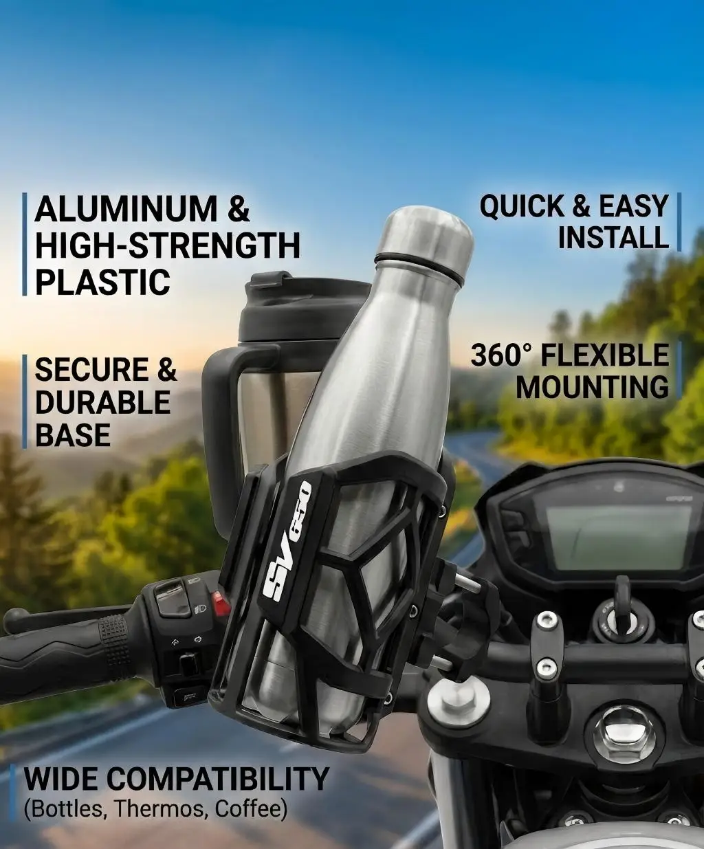 

Держатель для напитков/воды для мотоцикла Suzuki SV650 / S SV650S SV-650 sv650 sv-650 2018 2019 2020 2021 2022 2023, высокое качество