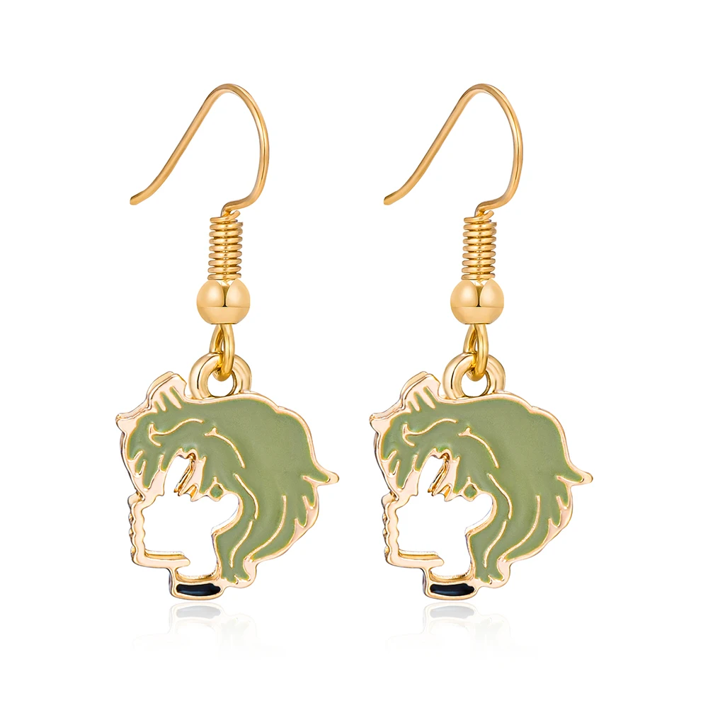 Anime Sailor Uranus Drop Earrings Lovely Girly Green Enamel Pendant Dangle Ear Ring Sailor Moon Jewelry Gifts for Women Girls