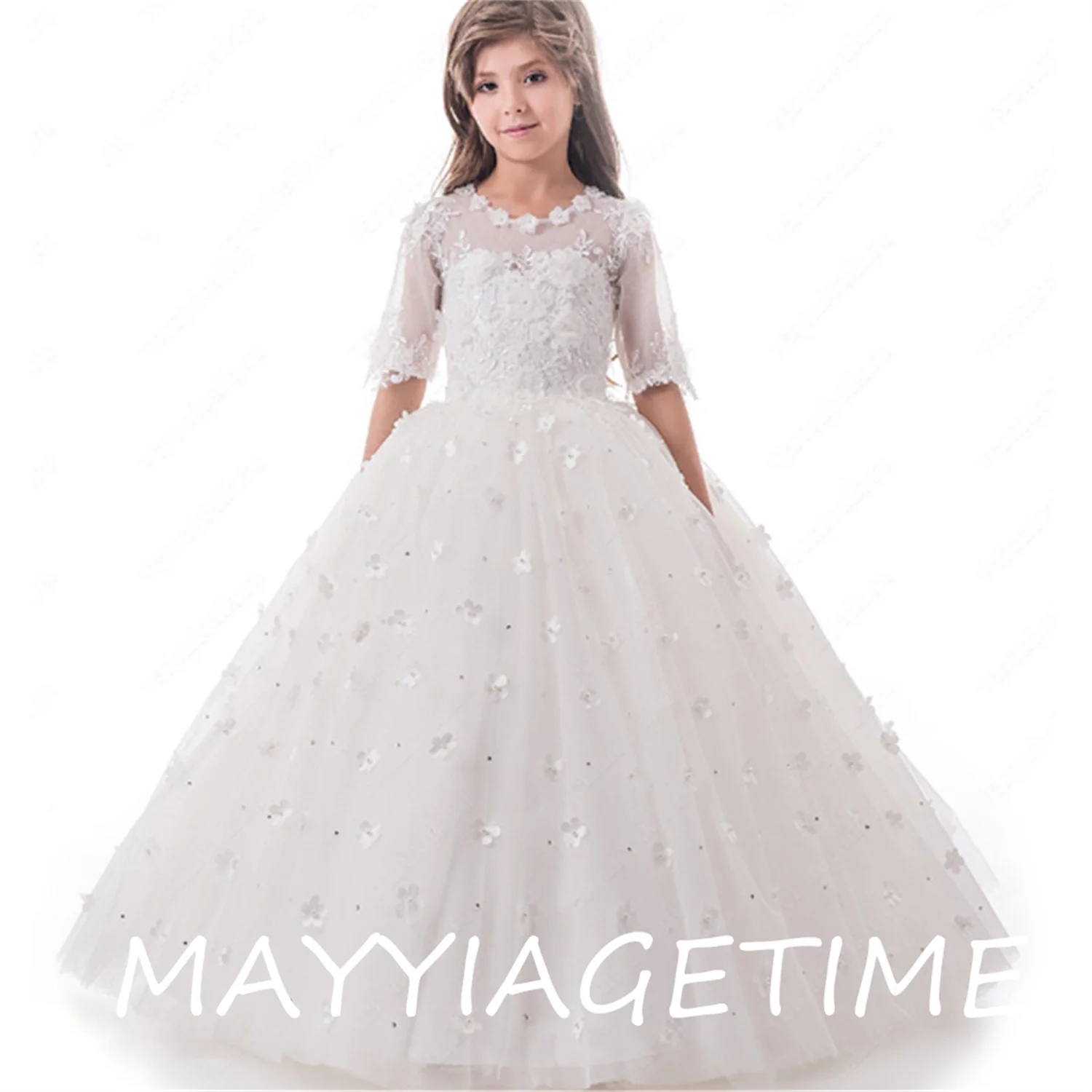 

Flower Girl Dresses Sash Ball Gown Pageant Party Dresses Children's First Communion Dresses For Wedding