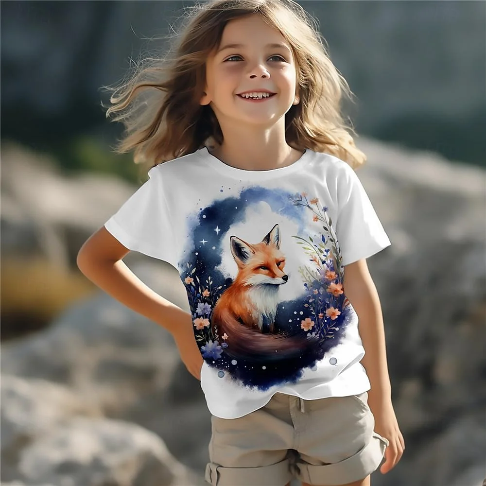 Baby Meisje T-Shirt Zomer Casual Comfortabele Ademende Korte Mouw 3d Bedrukt Leuk Meisjes T-Shirt Kinderkleding