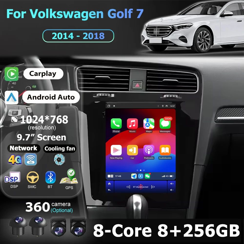 9,7 ''Android 16 Auto Radio Für Volkswagen Golf 7 2014 - 2018 Auto Drahtlose Carplay Multimedia Video Player Navigation kopf Einheit
