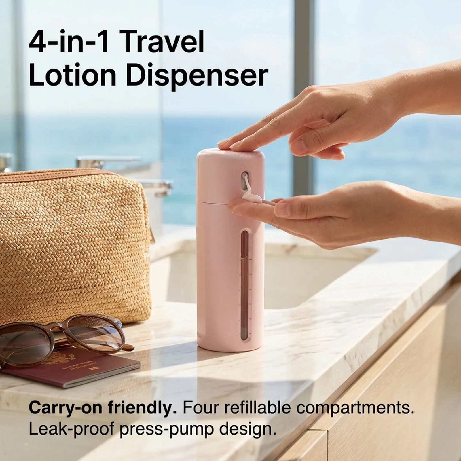 4 In 1 Travel Liquid Dispenser Split Bottle Shampoo Lotion Shower Gel Soap Bottle Empty Sub-bottle Press Container Bottles image 2