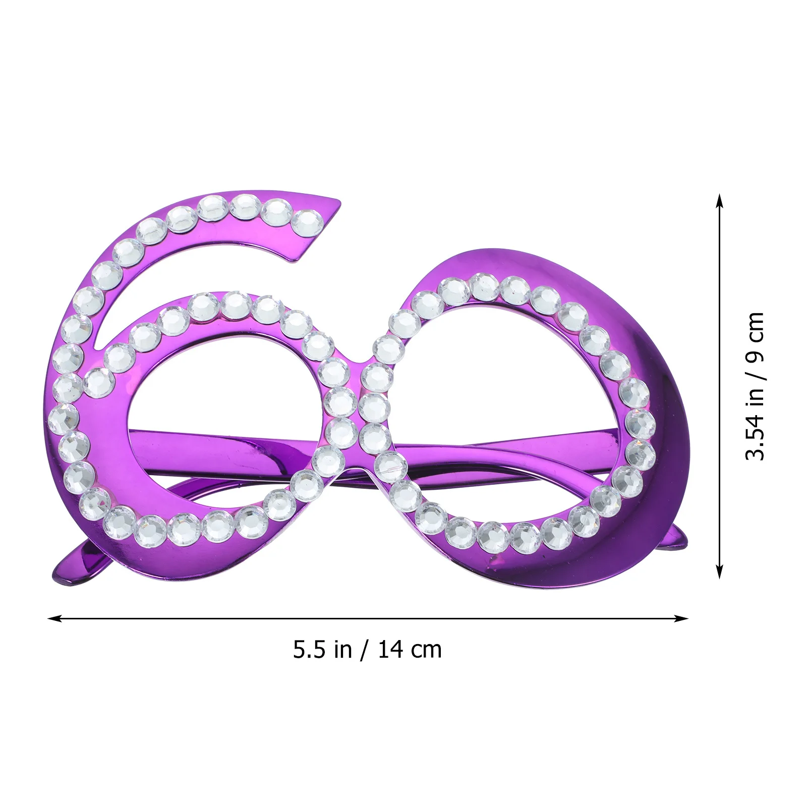 

1Pair Birthday Glasses Rhinestone 60th Number Funny Costume Eyewear Photo Prop Party Supplies 60th Birthday Glasses