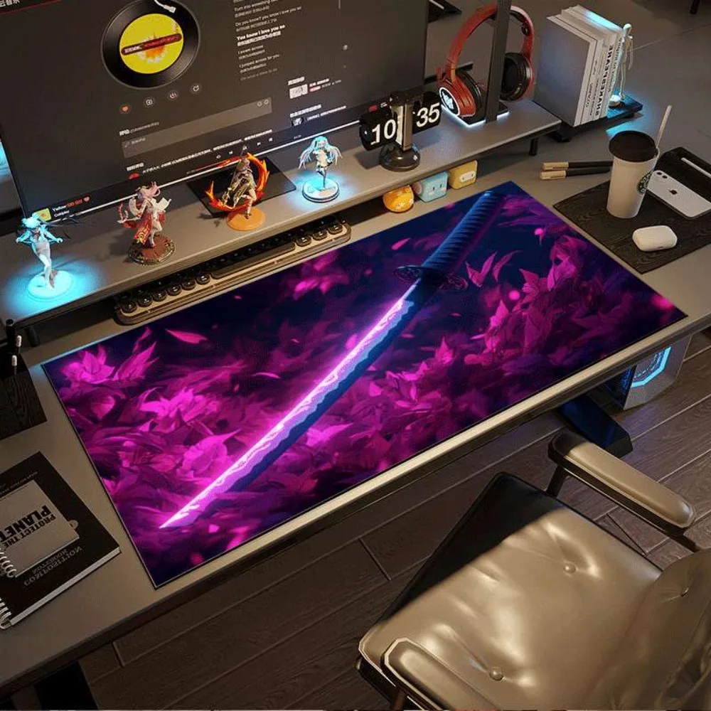 One neon purple kendo sword game mat podkladka gamingowa mousepad attack shark gaming pad one piece mouse pad pk control 1