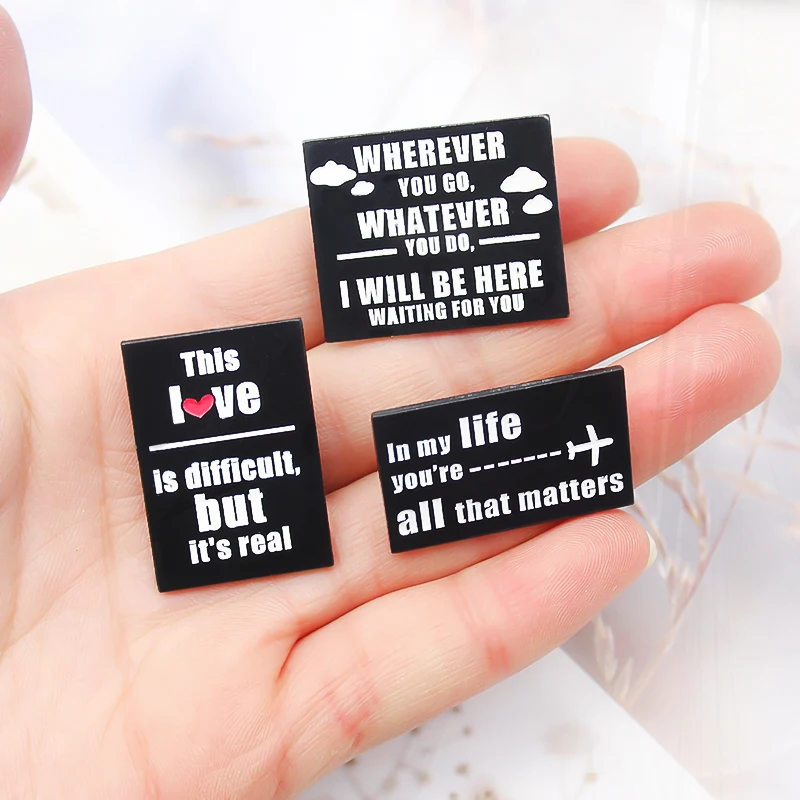 you go,l will be here waiting for you Pines Lapel For Women Gift Black Quotes Enamel Custom Simple Brooch In My Life, Wherever