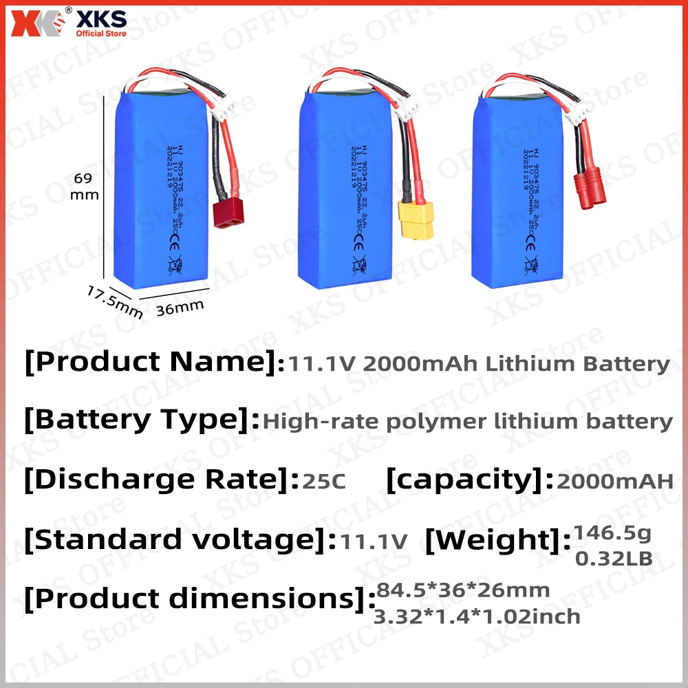 XKS 11.1V 2000mAh 25C Akumulator LiPo o wysokiej wydajności FT012 903475 - Akumulator do łodzi i samochodów RC |   Akumulator do zabawek RC