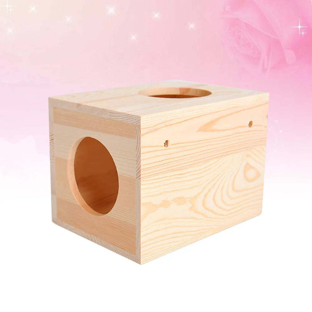 Natural Wood Small Bed Summer Hamster Guinea Pig Chinchilla House Cage Nest Pet Hamster House