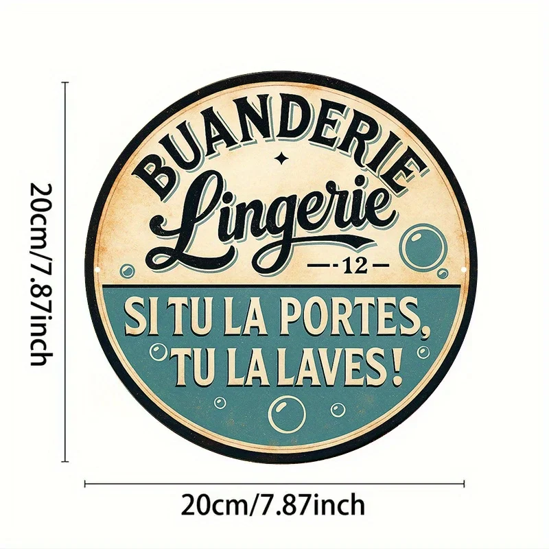 1pc, Round French Aluminum Sign, 