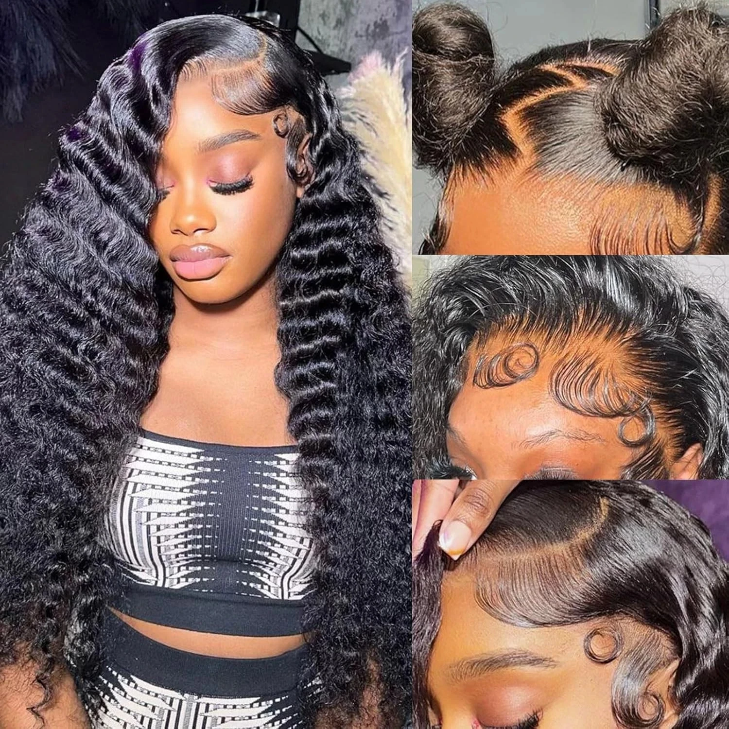 

30 40 Inch Deep Wave 13x6 HD Lace Front human hair Wig For Women 250 Density Brazilian Water Curly 13x4 Lace Frontal Wigs