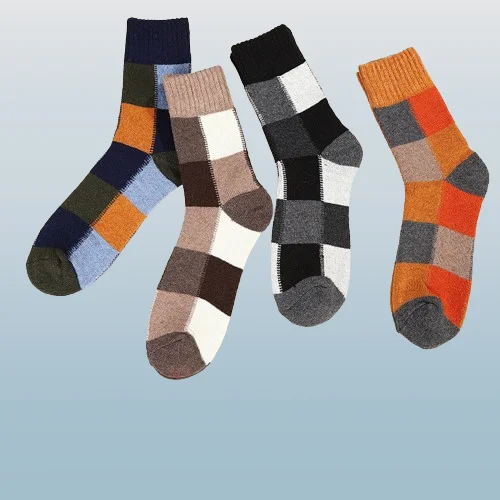 

2024 New 3/6 Pairs Snow Socks Checkered Socks For Men And Women Thickened And Fleece-lined Mid-tube Socks Non-slip Towel Socks