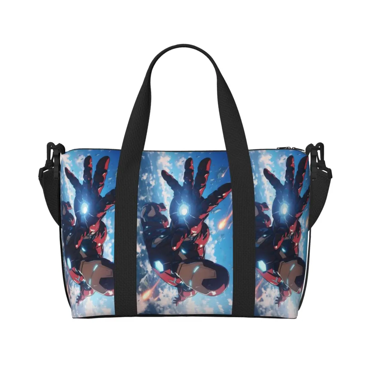 

Custom Iron Man Beach Tote Bag for Women Hero Big Compartment Beach Gym Travel Bags