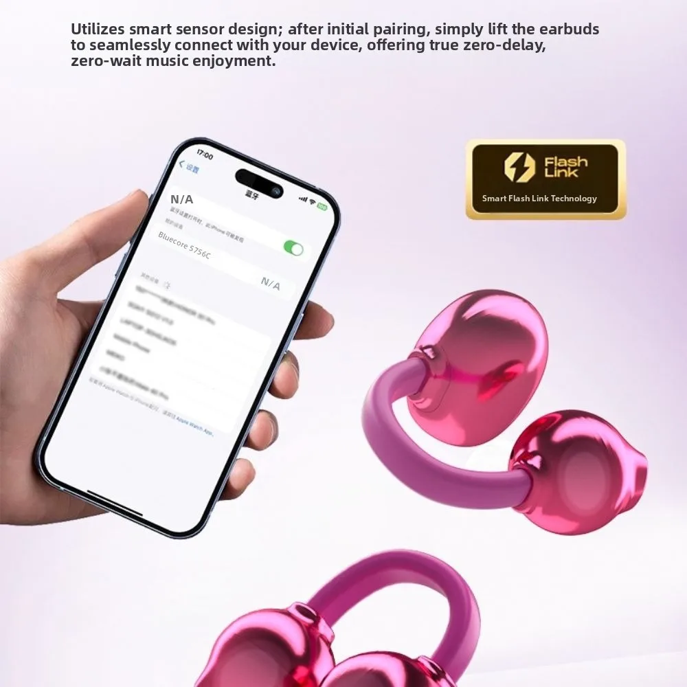 Touch Control Open Ear Wireless Earphones Stereo Sound Noise Reduction Headphones Handbag-Style LED Power Display