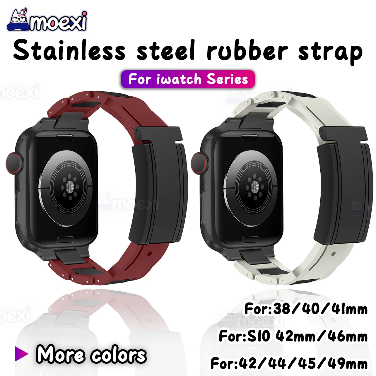 

Резиновый ремешок из нержавеющей стали для Apple Watch Ultra 49 мм HK11 Pro Max DT8 S9 45 44 42 мм Магнитный ремешок Z69 S10proMax LG59 ultra