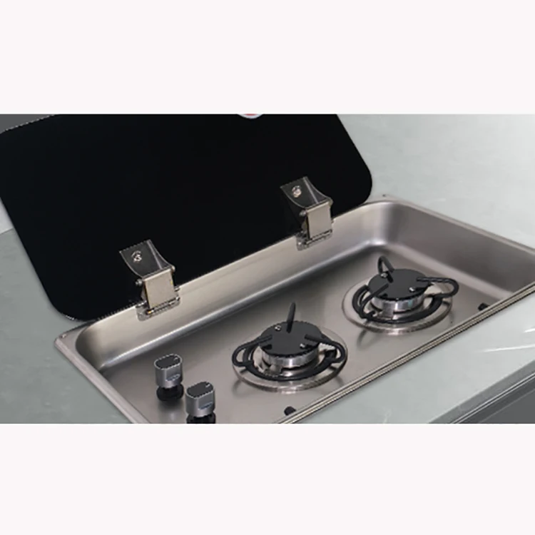 

RV Gas Stove Stainless Steel Two Burners Electric Pulse Ignition Gas Cooktop
