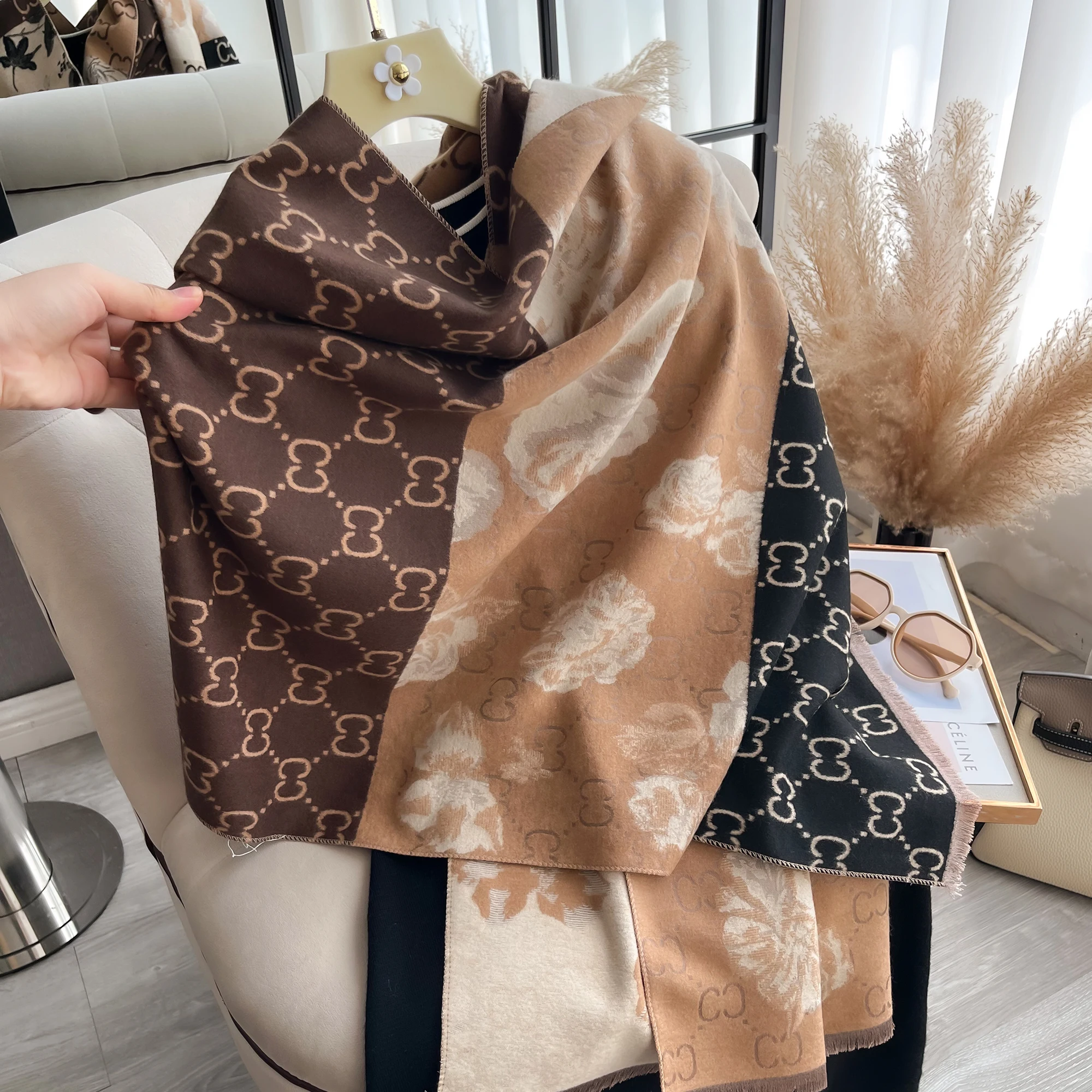 2024 New Winter Warm Cashmere Wraps Women Scarf Luxury Design Pashmina Thick Shawl Blanket Bufanda Foulard Travel Poncho Stoles