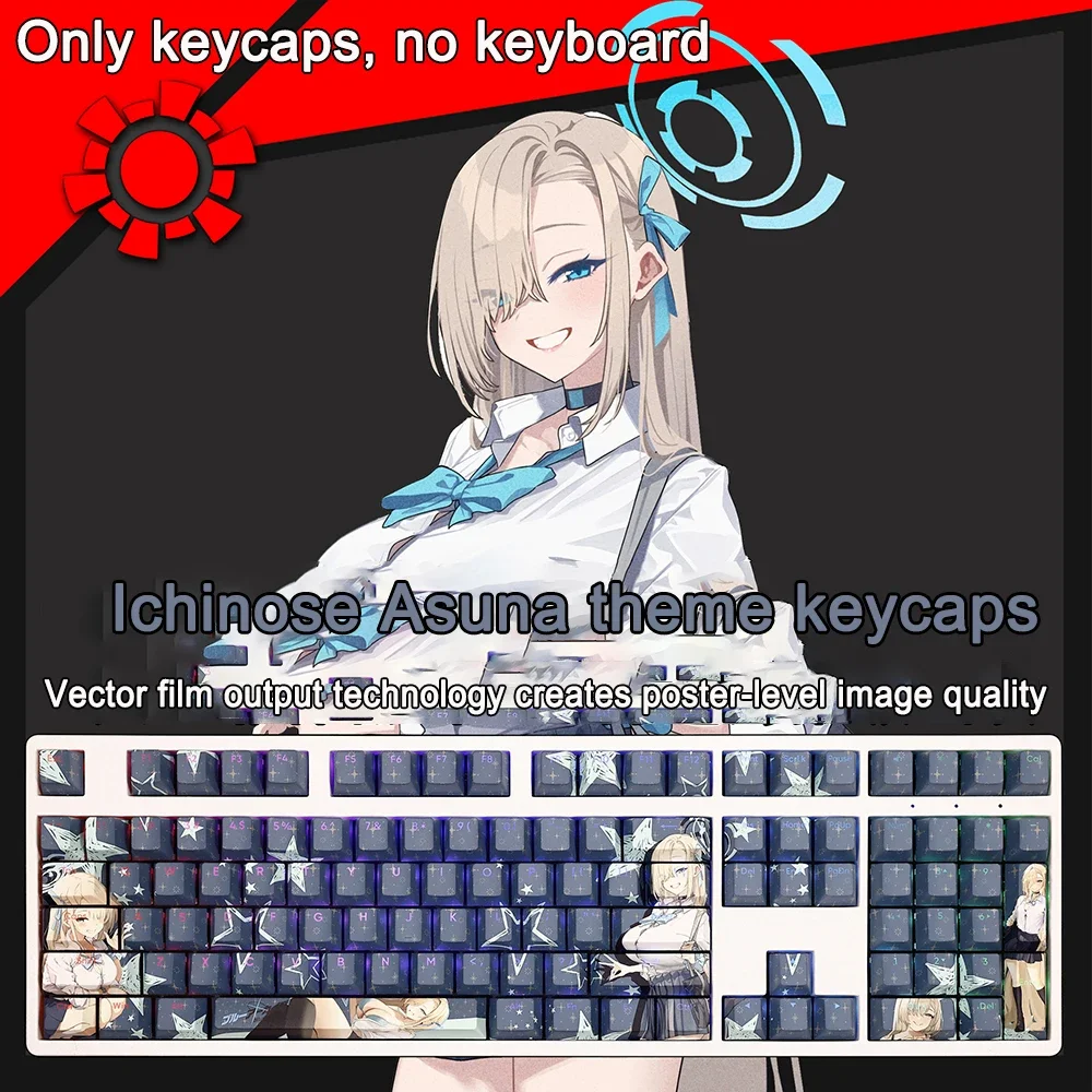 108 Keys Keycaps Blue Archive All Characters Game Keycap PBT Cherry Backlit Keycaps Anime Key Caps For ANSI 61 87 108 Layout