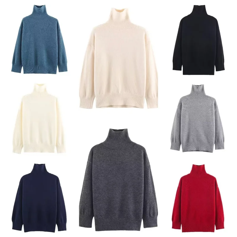 

Cloudlike Texture Knitted Sweater High Collar Warmth Multi-color Premium Feeling Small ence Design All-match Autumn Winte...