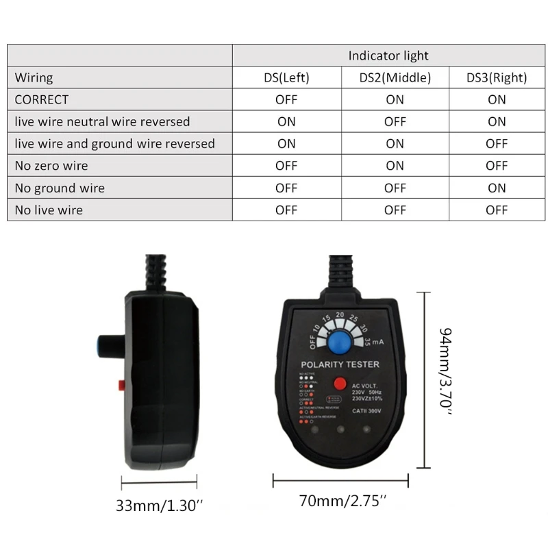 X37E Voltage Test Socket Detector Leakage Detector Polarity Phase Check Plug And Socket Tester Neutral Circuit Polarity Phase