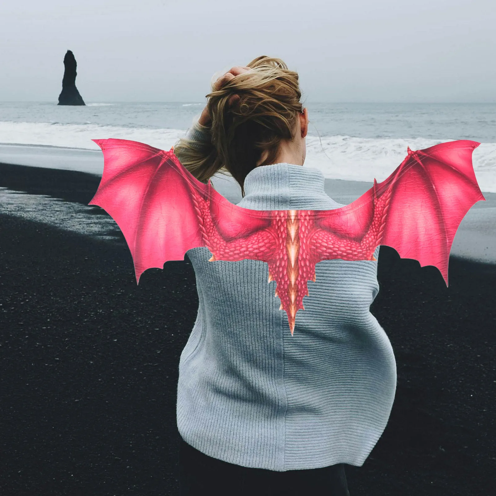 Adultos homens asas de halloween cosplay traje acessório legal assustador festa prop masculino dragão traje cosplay festa prop