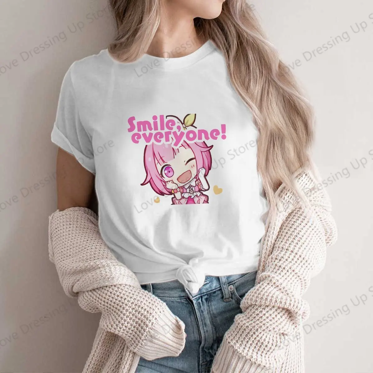 Wonderhoy-T-shirt décontracté pour femme, projet Sekai Emu Otori Anime, haute qualité, ample, vêtements d'été uniques pour femme