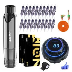 Mast P10 Tattoo Kit Permanent Makeup Machine Set DragonHawk LCD Power 20Pcs Noir 1RL Cartridge Needles Tattoo Pen Supplies