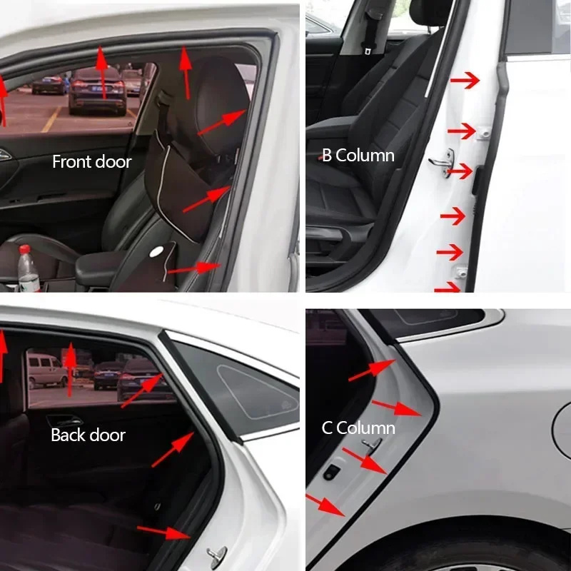 Car Door Seal Strip Rubber Double Layer Sealing Protector Weatherstrip Waterproof for Car Door Glass Window Door Hood Trunk