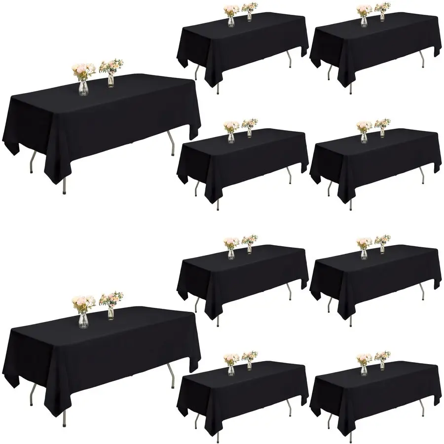 

Черные скатерти 60x102 дюйма, из прочного полиэстера, для прямоугольных столов длиной 6 футов, многоразовые и моющиеся.