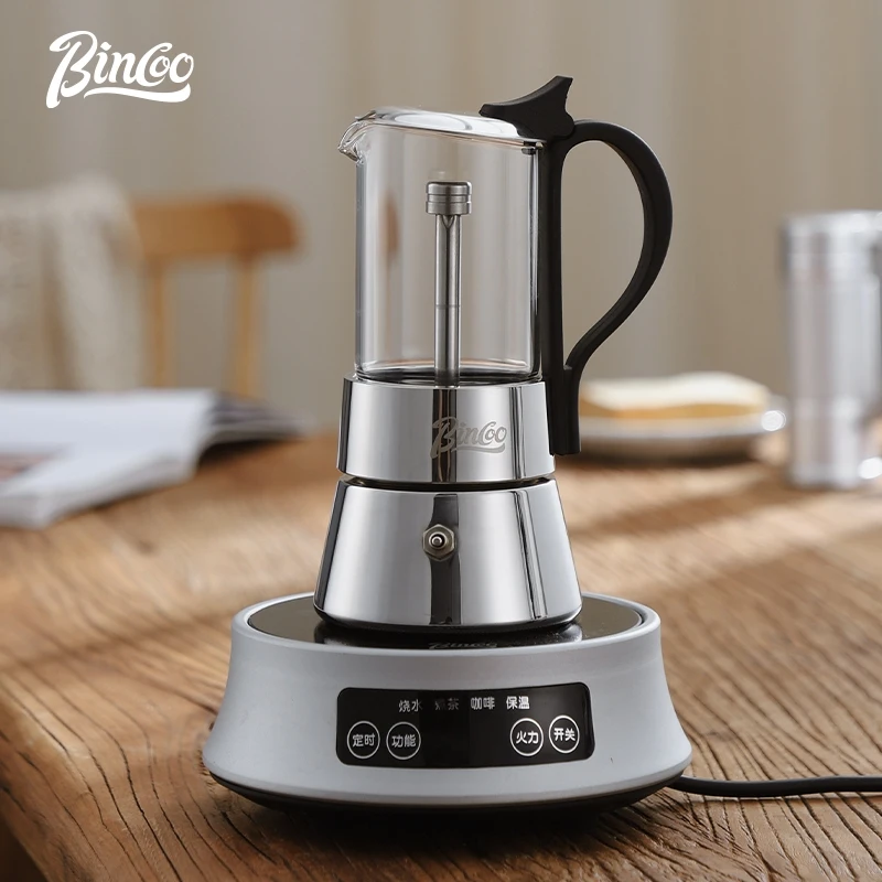 BINCOO Dual-valve Moka Pot Stainless Steel Brewing Coffee Pot Espresso Home Small Coffee Maker with Electric Stove Coffee Utensi view 3